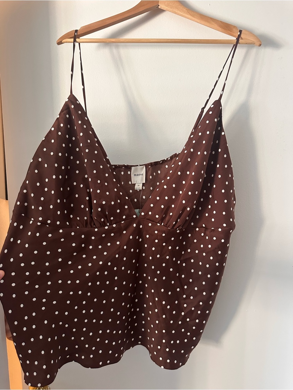 Maeve Brown Polka Dot Satin Cami